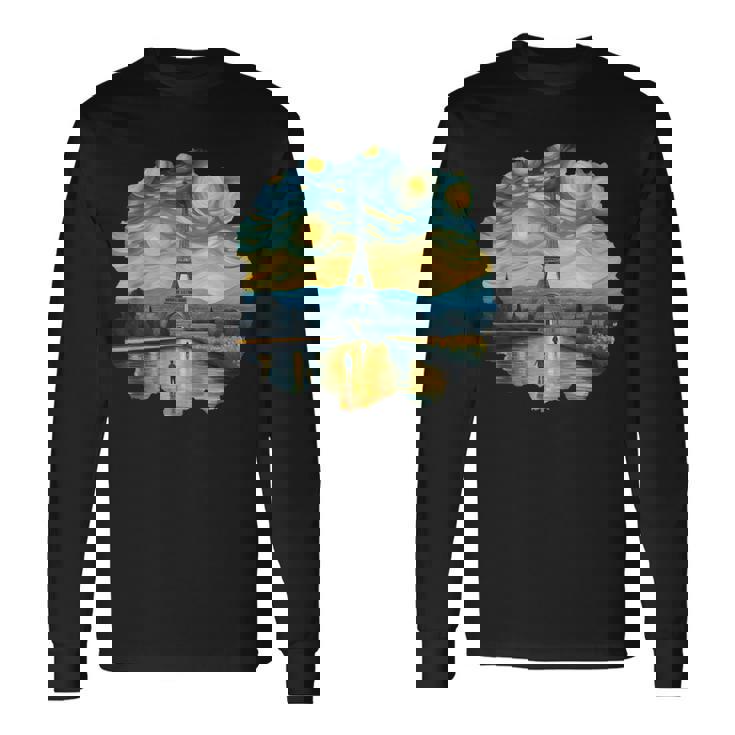 エッフェル塔 アートワーク ルーヴル美術館 フランス観光 パリ 長袖Tシャツ