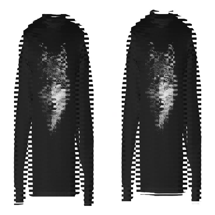 オオカミ 動物 モチーフ アート オオカミ 長袖tシャツ 長袖Tシャツ