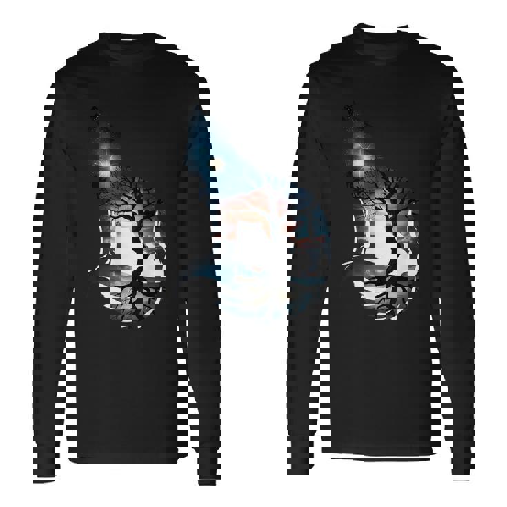 オオカミ 動物 顔 アート グラフィック 野生動物 カラフル 狼の恋人 長袖Tシャツ