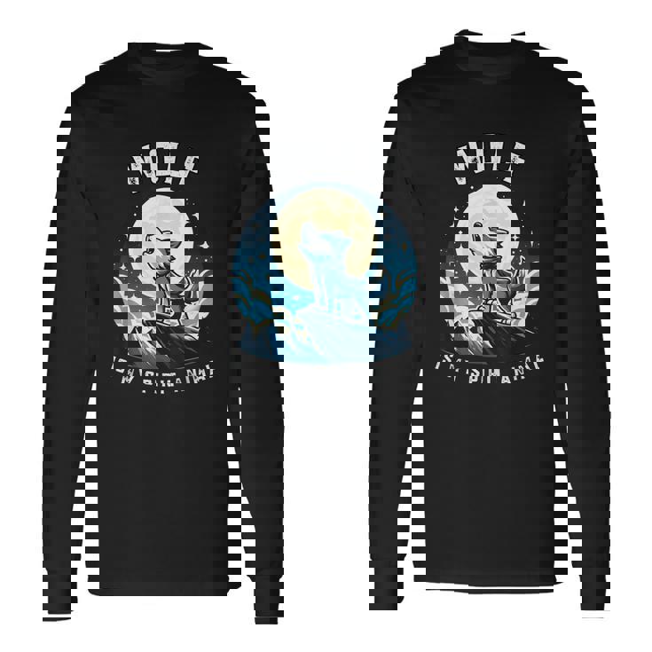 オオカミは私の精神 野生動物ファンのためのアニマル服 長袖Tシャツ