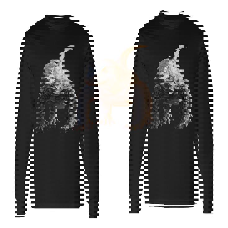 オオトカゲ 爬虫類 コモドドラゴン バンドドラゴン トカゲドラゴン 長袖Tシャツ