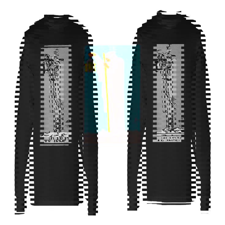 オリジナルのrider Waite Deckからの隠者ビンテージタロットカード 長袖Tシャツ