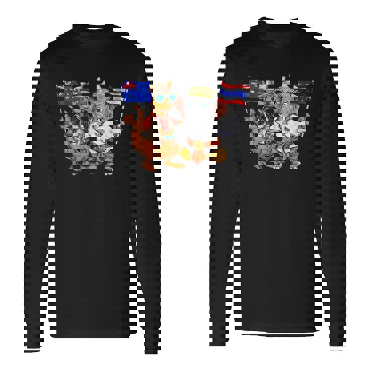 オーストラリア カンガルー タイ 象 オーストラリアの旗 タイの遺産 誇り オーストラリア タイ 愛国者 オーストラリア 長袖Tシャツ