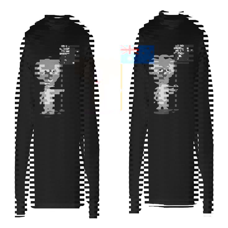 オーストラリアのコアラ オーストラリア国旗 長袖Tシャツ