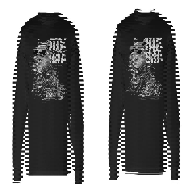 オートバイ げっ歯類 ロック メンズ カピバラ 長袖Tシャツ