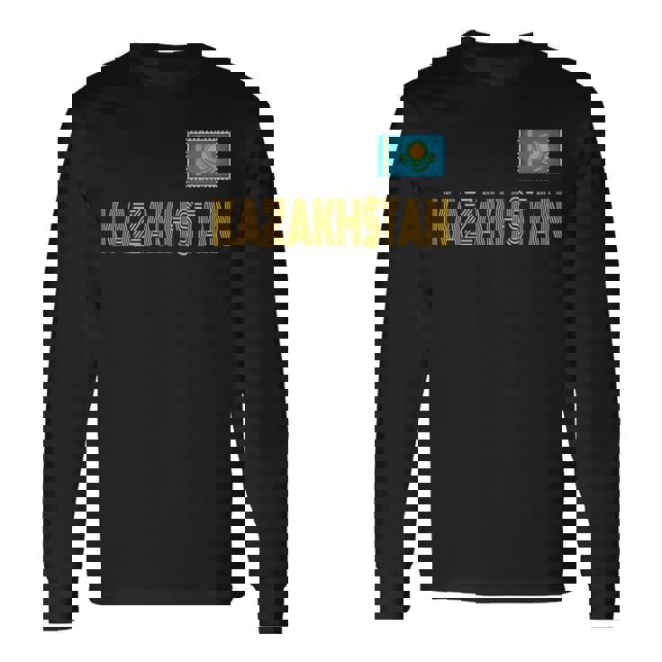 カザフスタン、カザフスタンの国旗、カザフスタンの国旗 長袖tシャツ 長袖Tシャツ