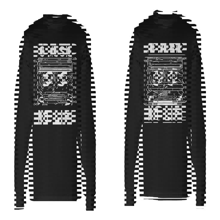 カセット No Music No Life Music Lover 長袖Tシャツ