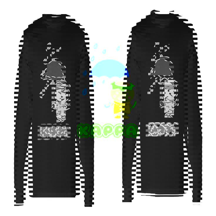 カッパくん『かっぱのカッパ』河童（六月・梅雨・傘）【どうぶつフレンズ】きゅうり 妖怪 かわいい キャラクター 長袖Tシャツ