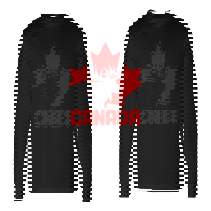 カナダヘラジカ メープルリーフ プライド ヴィンテージ カナダ国旗 長袖Tシャツ