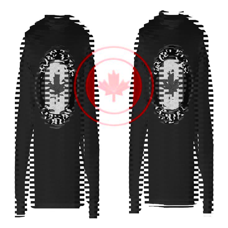 カナダ国旗tシャツ、カナダのtシャツ、カナダ国旗、カナダ地図 長袖Tシャツ