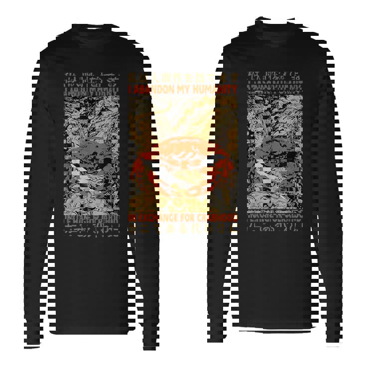 カニと引き換えに人間性を捨てる 長袖Tシャツ