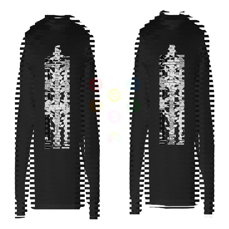 カバラの生命の樹図 長袖Tシャツ