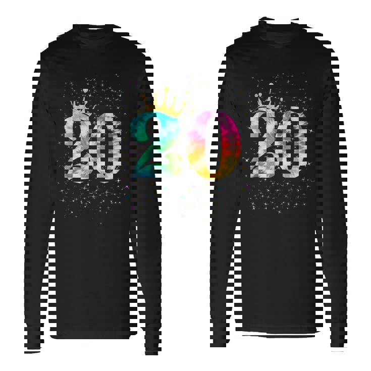 カラフルな絞り染め 20歳の女児 20歳の誕生日 長袖Tシャツ