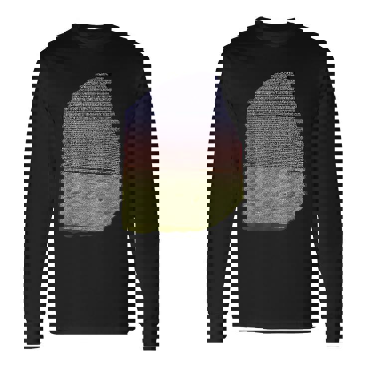 カラーロゼッタストーン 象形文字 ギリシャ デモティックス 長袖Tシャツ