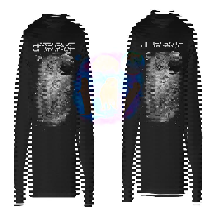 カワウソ宇宙 面白いカワウソ 宇宙カワウソ 長袖tシャツ 長袖Tシャツ