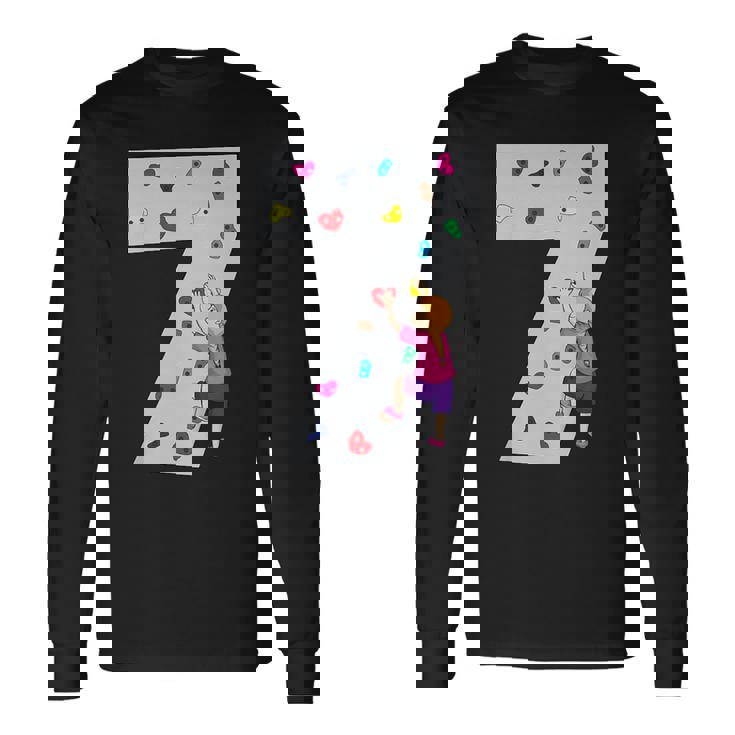 キッズ 7歳の誕生日パーティーケーキクライマークライムボルダリング 長袖Tシャツ