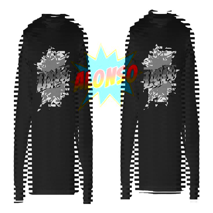 キッズ 男の子 アロンソ 名前 コミック 本 スーパーヒーロー 長袖Tシャツ