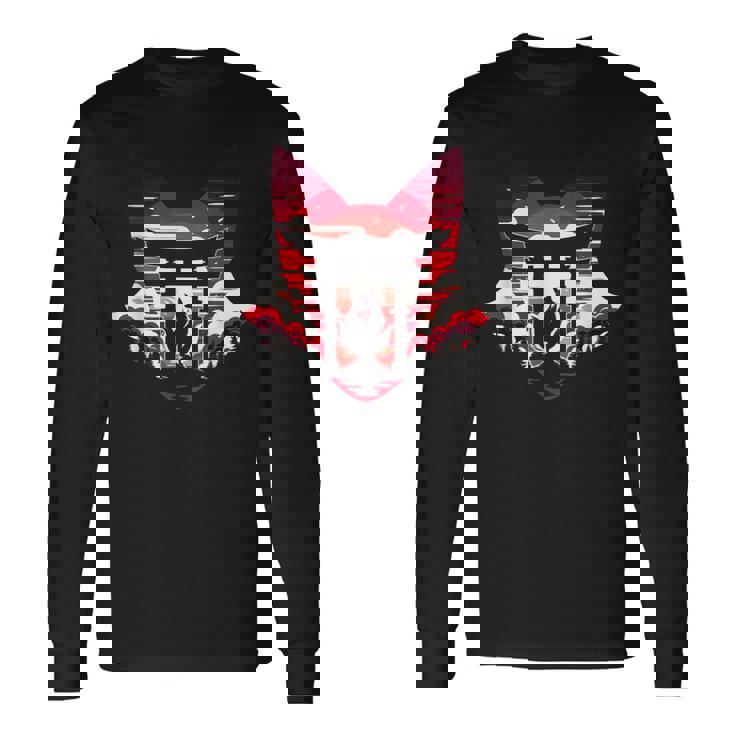 キツネ キツネ 九尾狐シルエット アニメ好き 長袖Tシャツ