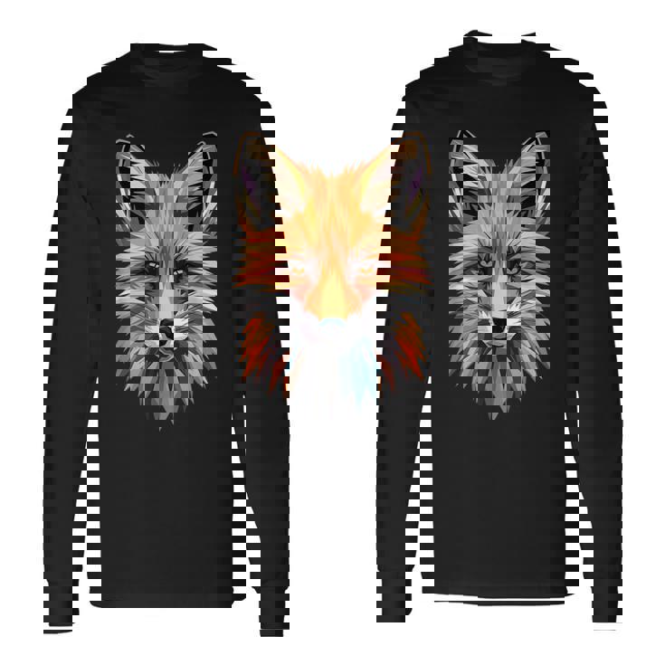 キツネのモチーフ キツネが大好き 赤いキツネ 小さなキツネが大好き 長袖Tシャツ