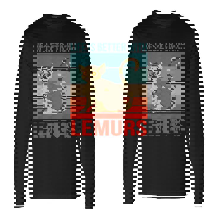 キツネザル ライフ・イズ・ベター 霊長類 キツネザル 長袖Tシャツ