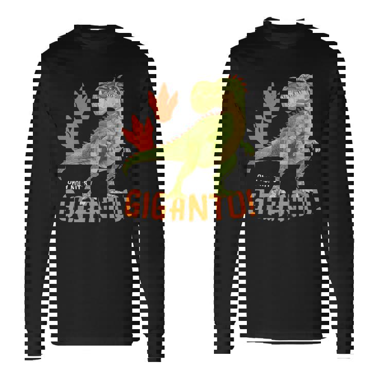 ギガントサウルス、最大の恐竜-カラフルで楽しいデザイン 長袖Tシャツ