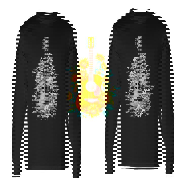 ギター 面白tシャツ おもしろ ギタリスト 服 音楽 メンズ キッズ ネタ 服 オリジナル 軽音 ひまわり 長袖Tシャツ