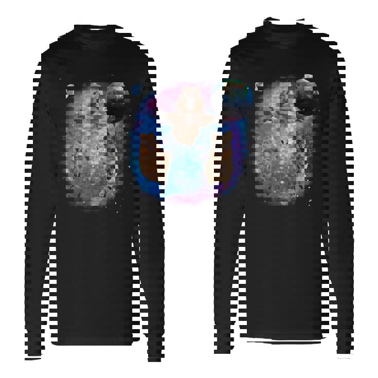 クオッカ、宇宙のクオッカ、オーストラリアの動物クオッカ 長袖Tシャツ