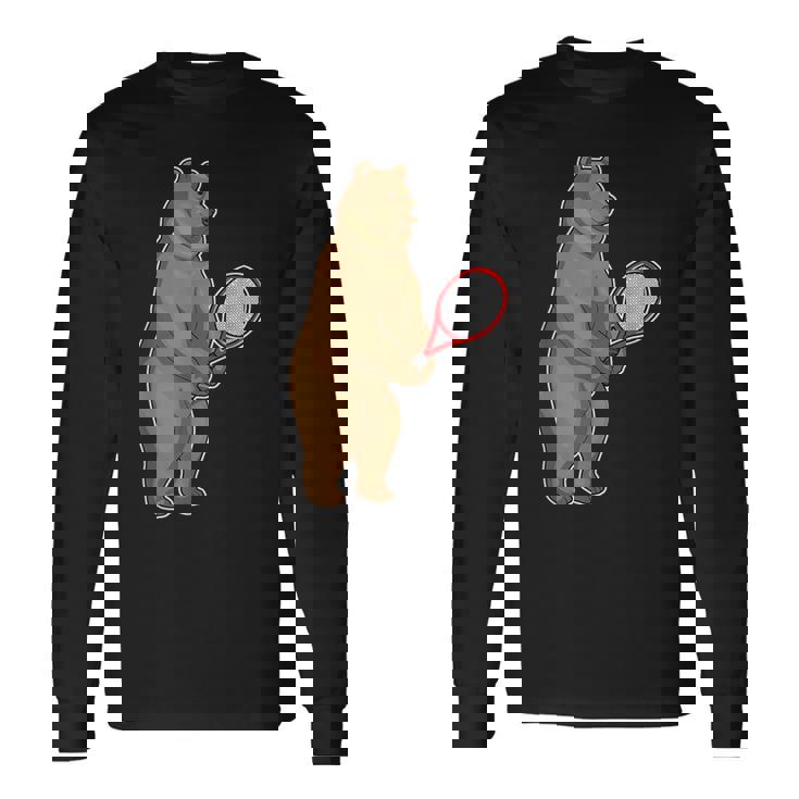 クマ テニス テニスラケット スポーツ 長袖Tシャツ