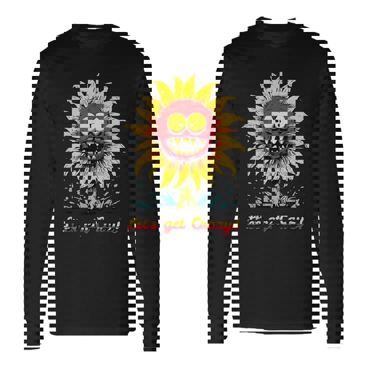 クレイジー クレイジー 面白い ひまわり 長袖Tシャツ