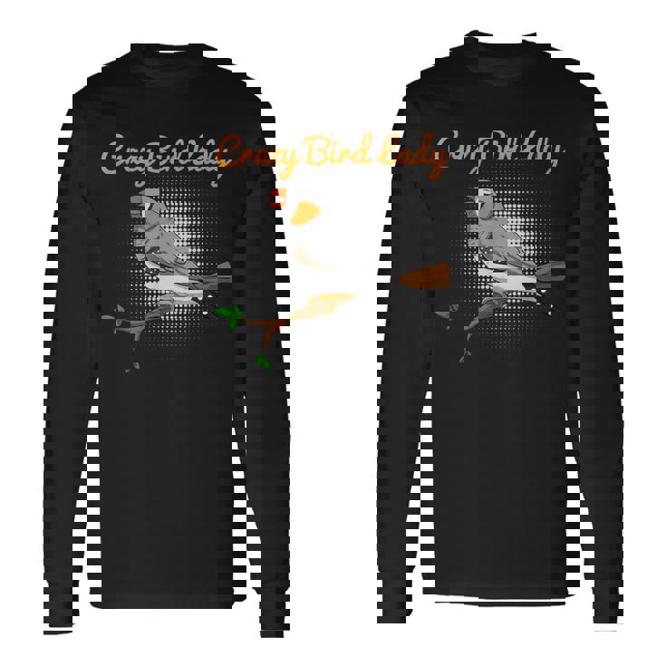 クレイジーバードレディキンカチョウ鳥類学 長袖Tシャツ