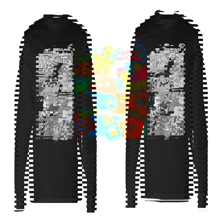 クレヨンしんちゃん アメコミ風のしんちゃん パーティタイム 長袖Tシャツ