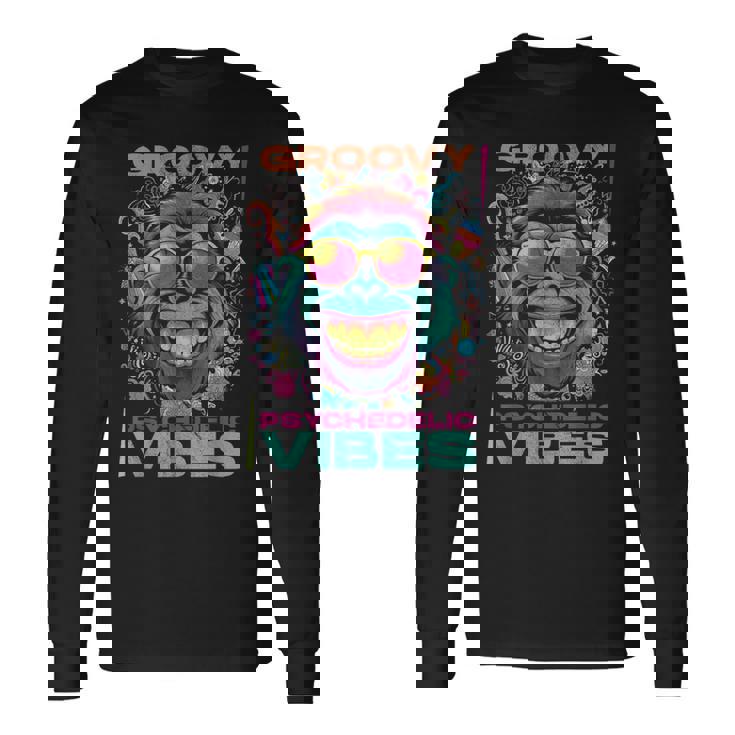 クールなエイプ。グルーヴィーなサイケデリックな雰囲気。 長袖Tシャツ