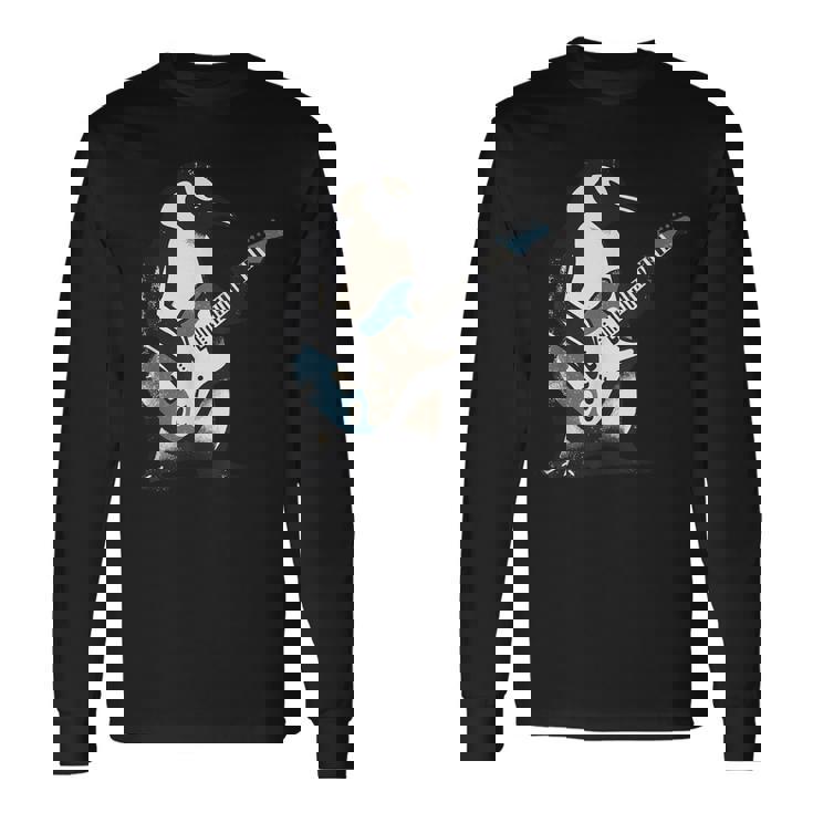 クールなペンギン ギターを弾く 音楽愛好家 ペンギン ギター 面白い 長袖Tシャツ