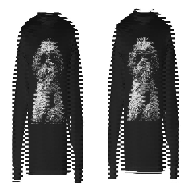 クールシーズードリンクアイスコーヒーファニードッグミームy2kグランジ 長袖Tシャツ