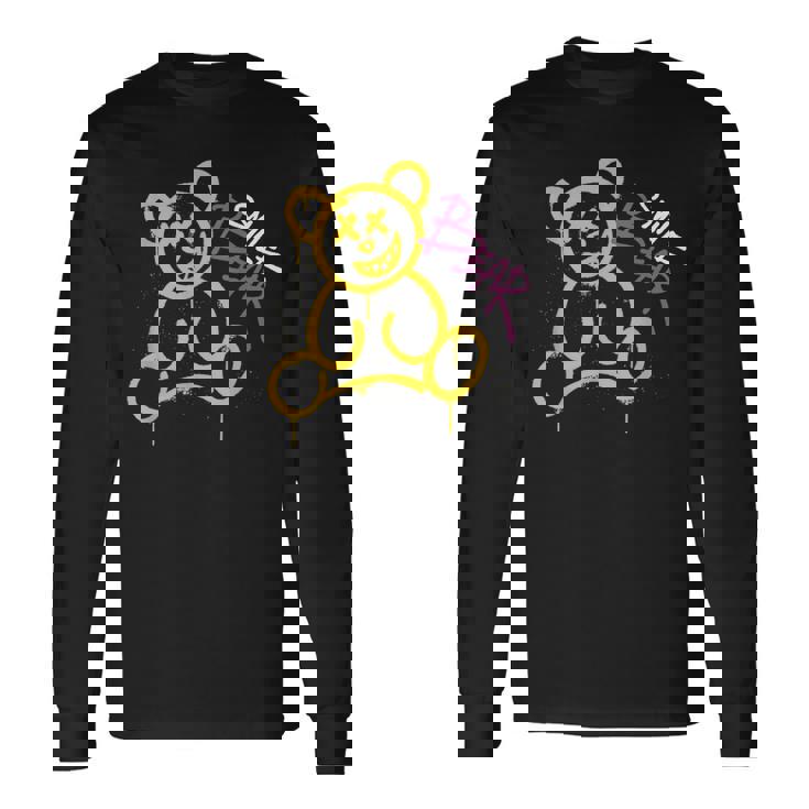 グラフィティベア グラフィティ テディベア 笑うクマ スマイルベア 長袖Tシャツ