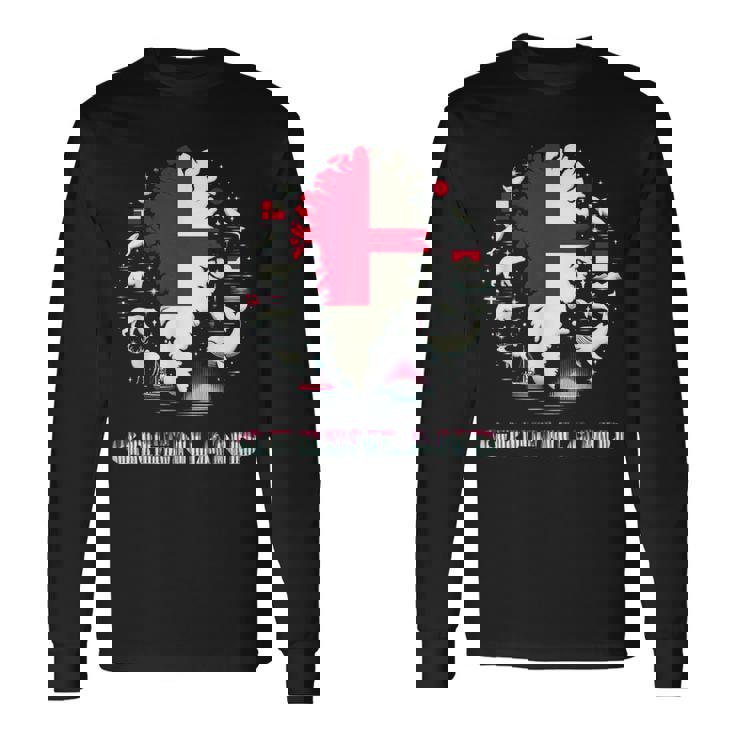 グリーンランドフラッグシャツ、グリーンランドマップ、グリーンランド、レディース、メンズ。 長袖Tシャツ