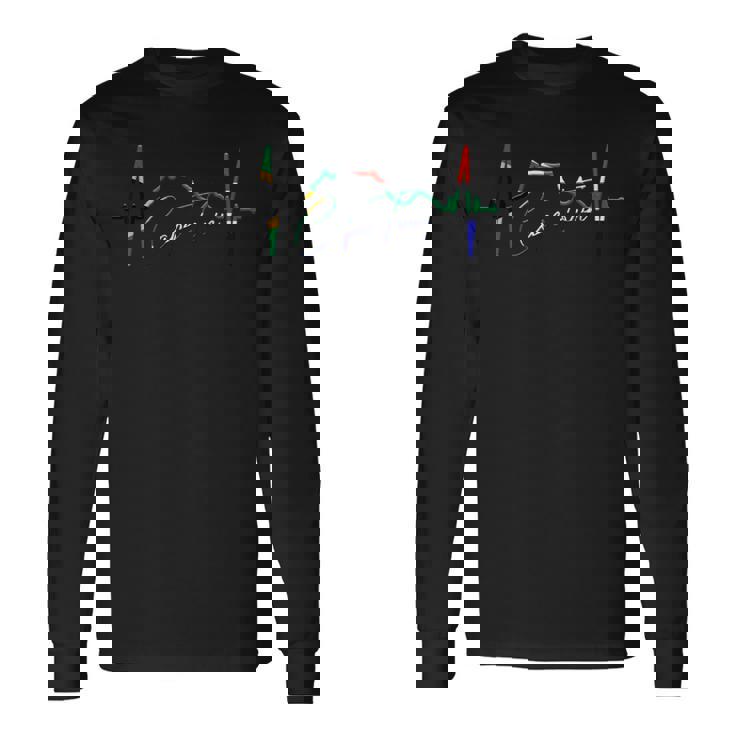 ケープタウン スカイライン ハートビート ケープタウン 南アフリカ テーブルマウンテンi Love Cape Town 長袖Tシャツ ギフトのアイデア