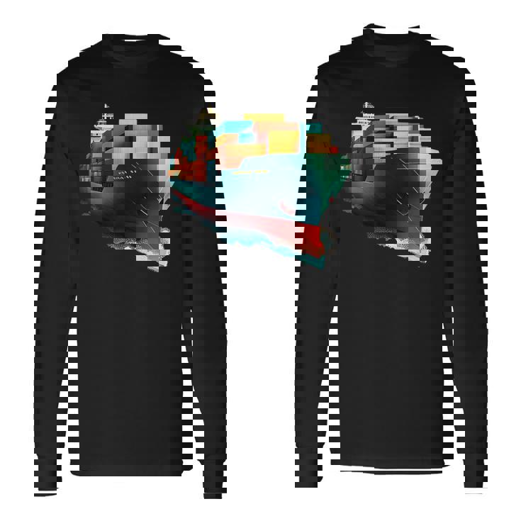 コンテナ輸送機船 長袖Tシャツ