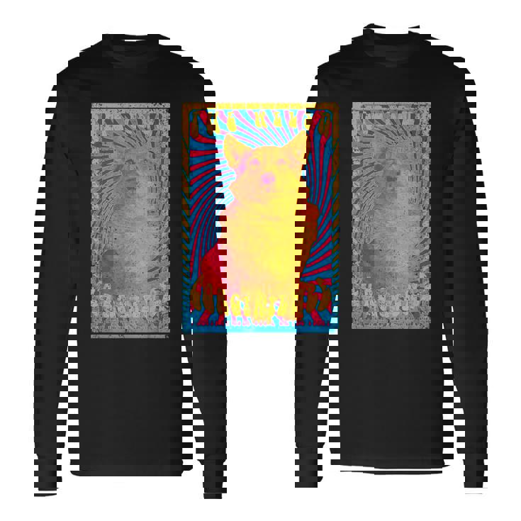 コーギードッグファニーサイケデリック1960年代ウェルシュコーギーペンブローク 長袖Tシャツ