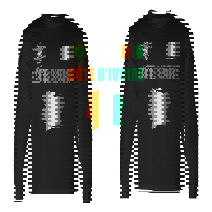 コートジボワール国旗 コートジボワール地図 長袖Tシャツ