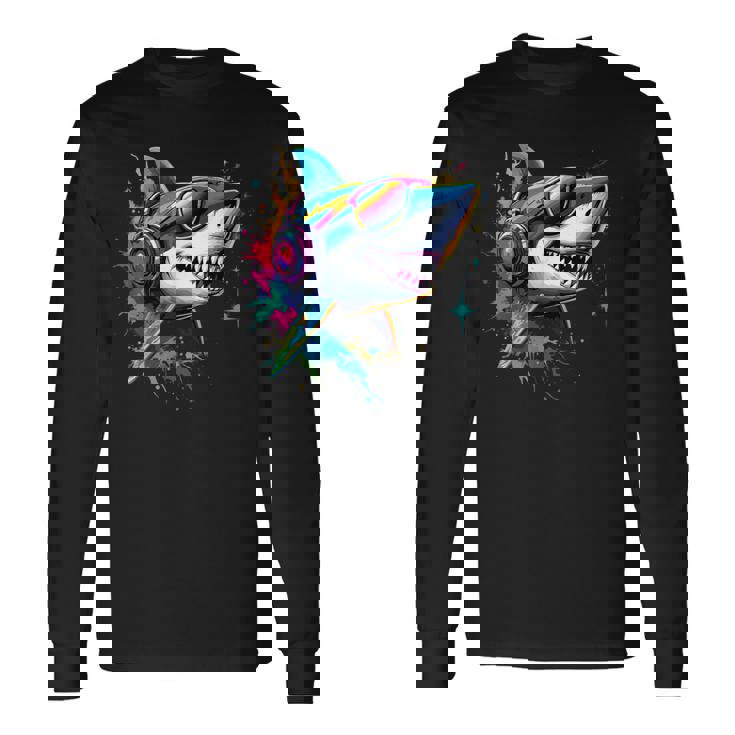 サメのモチーフ サメ タイガーシャーク オグロメジロザメ ホオジロザメ 長袖Tシャツ