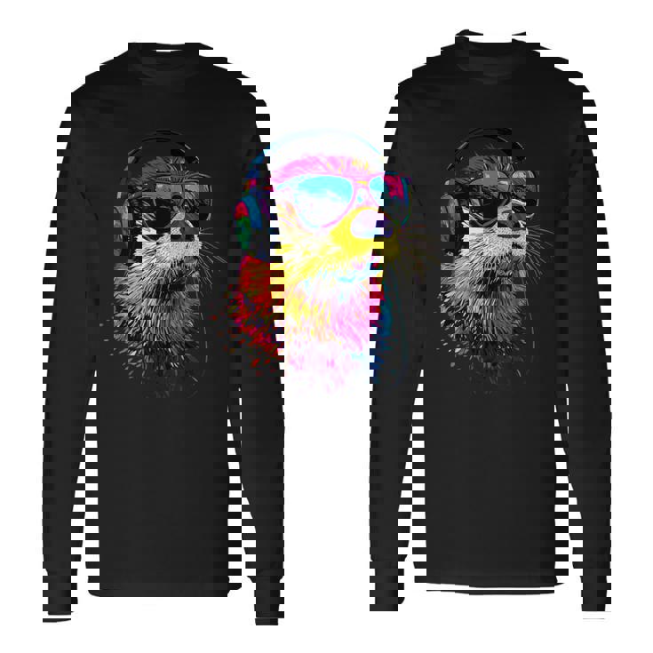 サングラスをかけたラッコ ラッコ大好き テンテン かわいい カワウソ 長袖Tシャツ