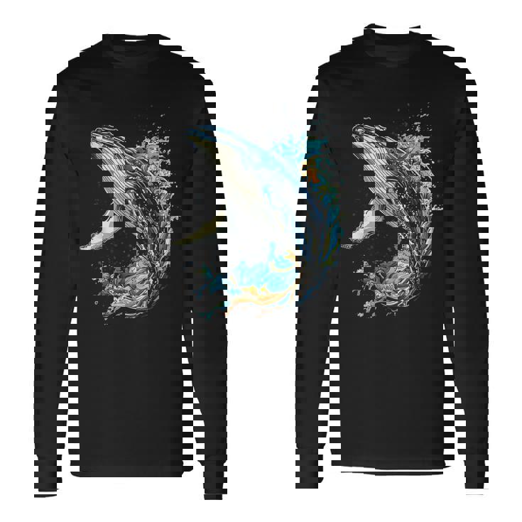 ザトウクジラ 動物 グラフィック イラスト ザトウクジラ 長袖Tシャツ