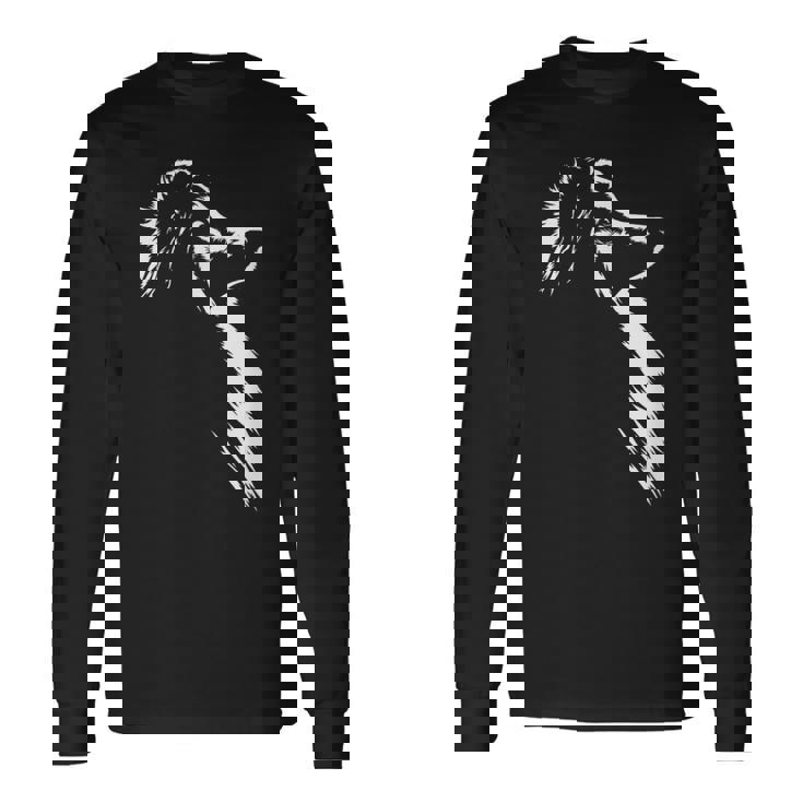 シェットランド・シープドッグ ポートレート シルエット 犬 シェルティー・ドッグ 長袖Tシャツ