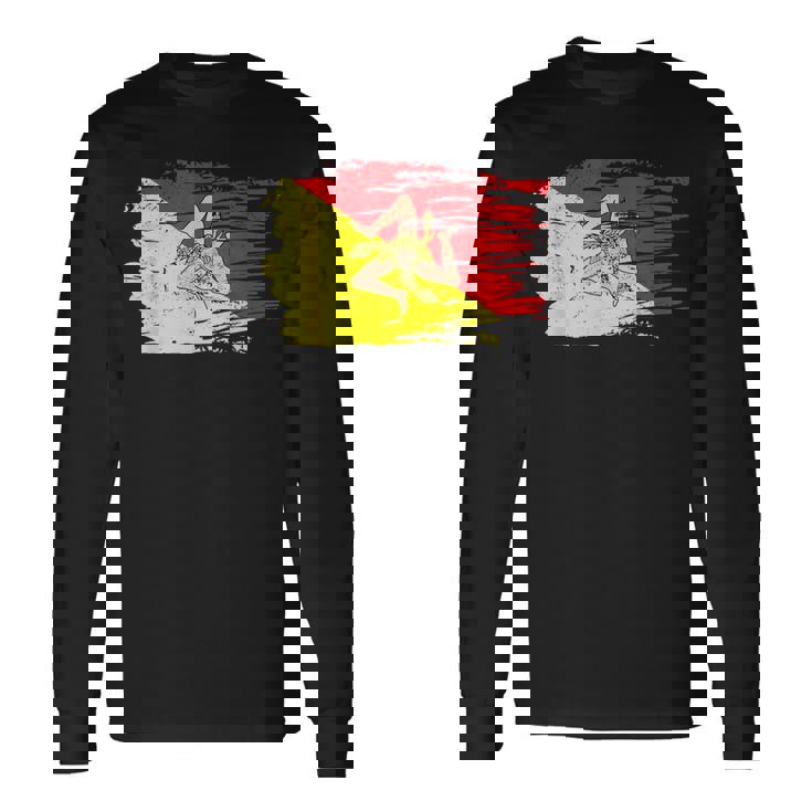 シチリア国旗 シチリア州パレルモ イタリア 長袖Tシャツ