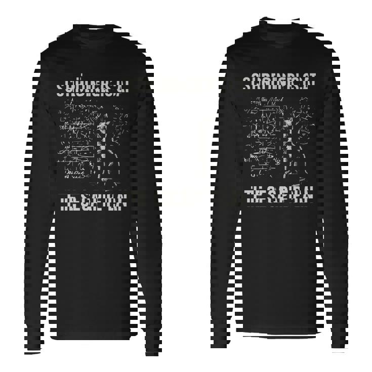 シュレーディンガーの猫 脱出計画 物理ジョーク 長袖tシャツ 長袖Tシャツ