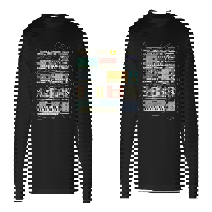 シンセサイザー エレクトロニック・ミュージシャン と Dj 長袖Tシャツ