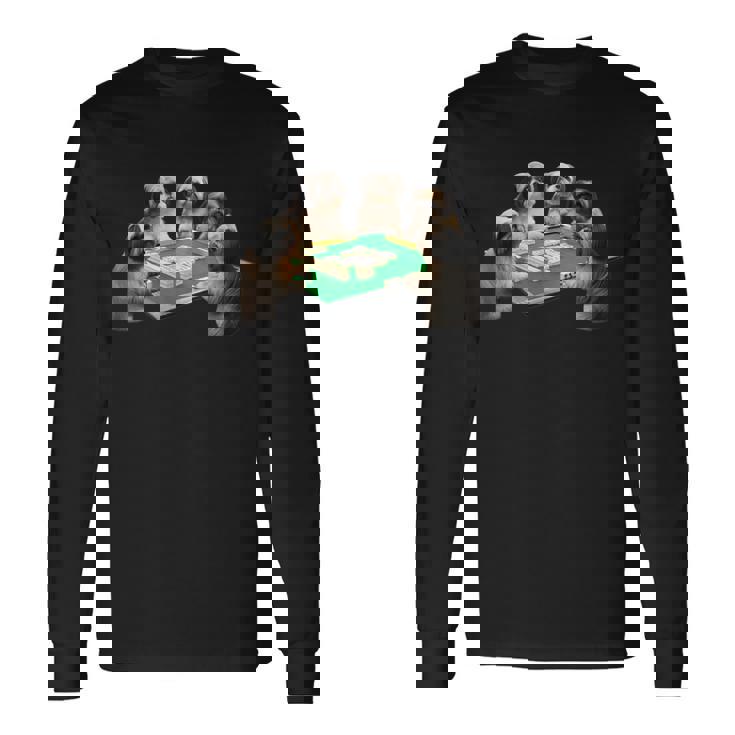 シーズー イヌ 麻雀 面白いtシャツ 犬 文字入り メンズ おもしろ 面白い 服 おもしろグッズ ネタ 雀士 長袖Tシャツ