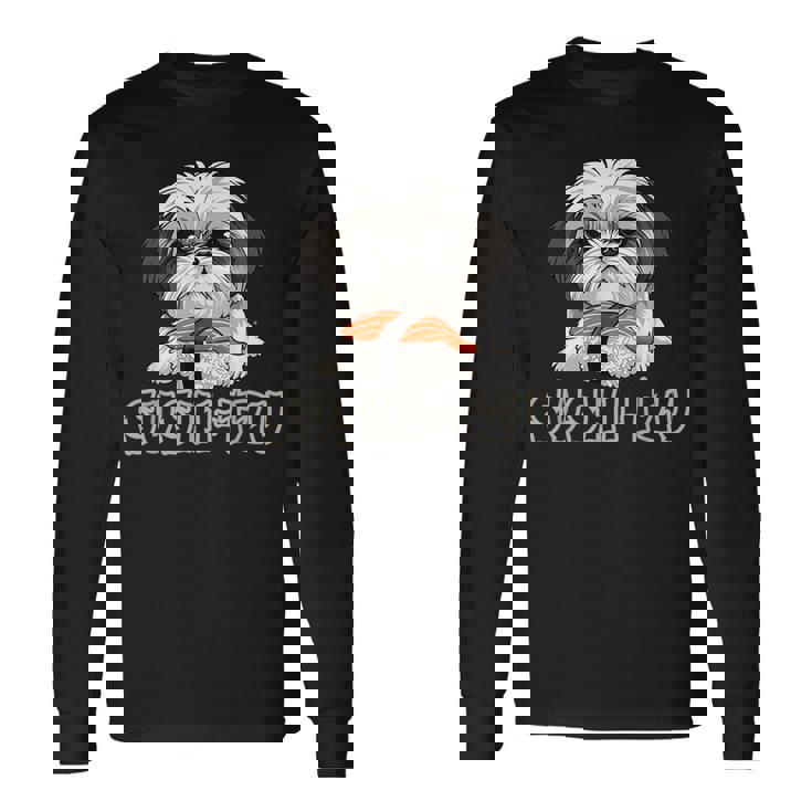 シーズー寿司 すしーず 犬 おもしろい しーず 寿司好き犬 長袖Tシャツ