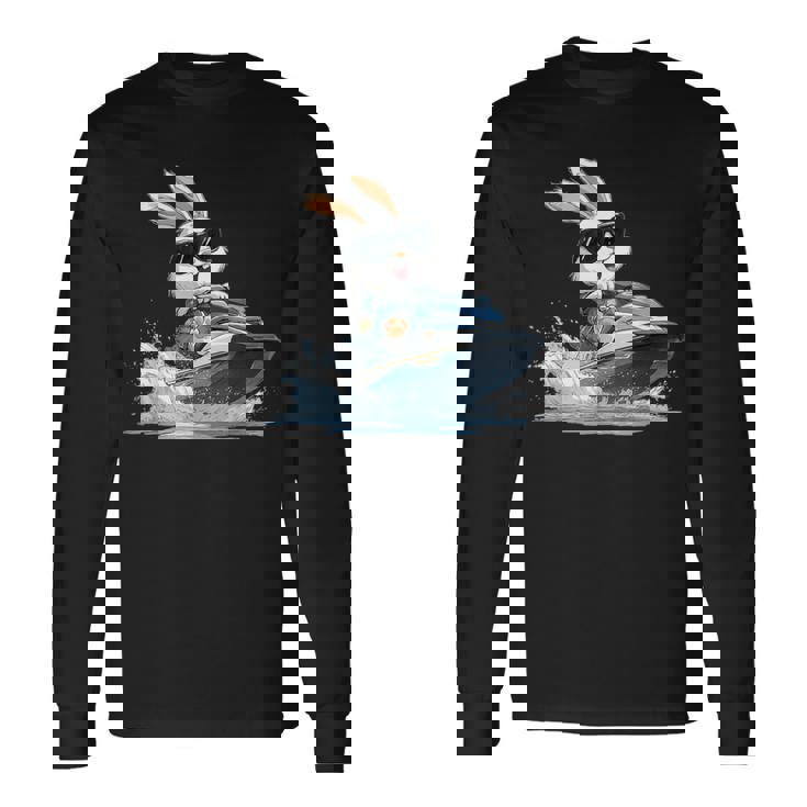 ジェットスキー ジェットスキー ウサギ イースターバニー サングラス 長袖Tシャツ